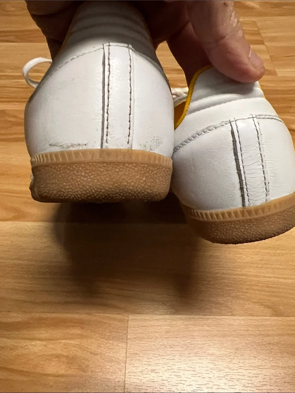 Adidas Sambas OG J White & yellow Leather Sneakers with Gum Sole size 5